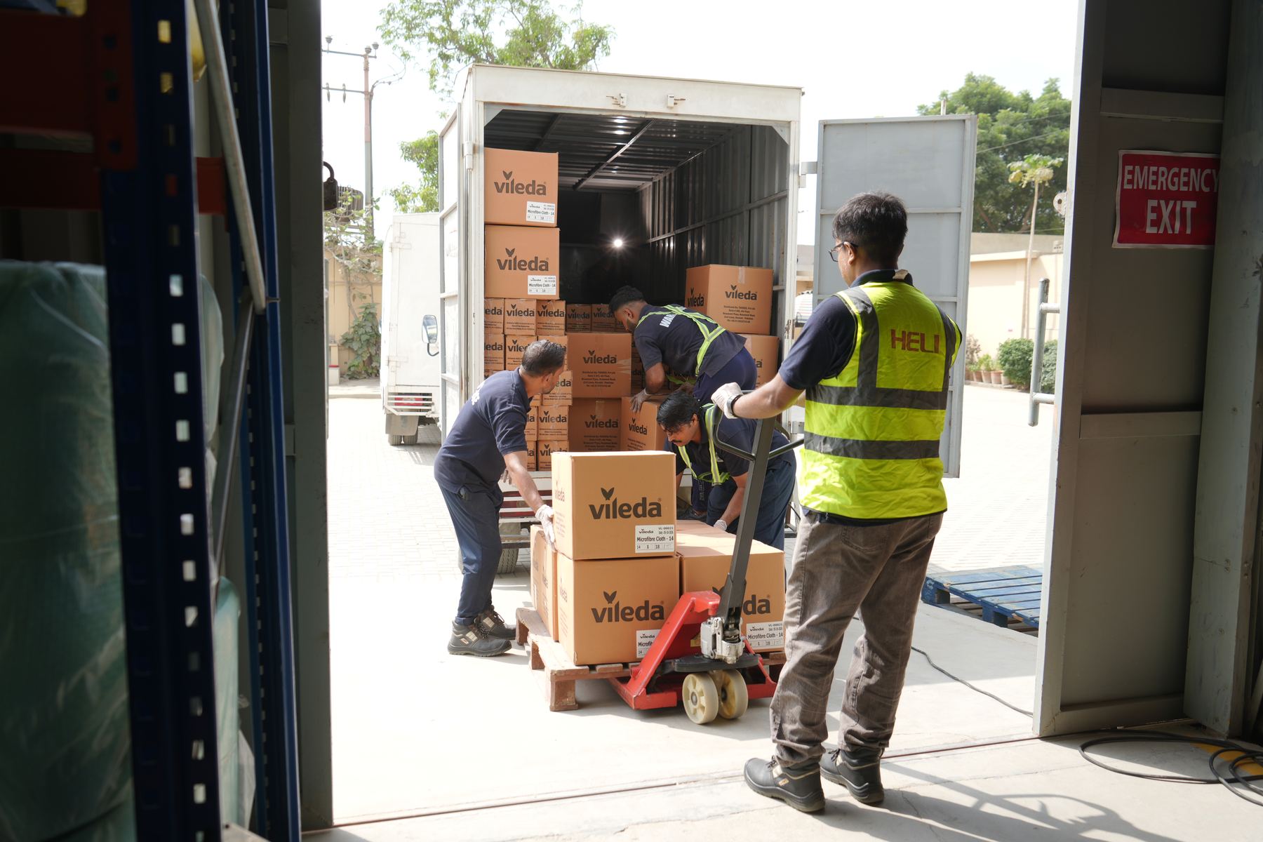 Stock being unloaded into a Tarseel warehouse