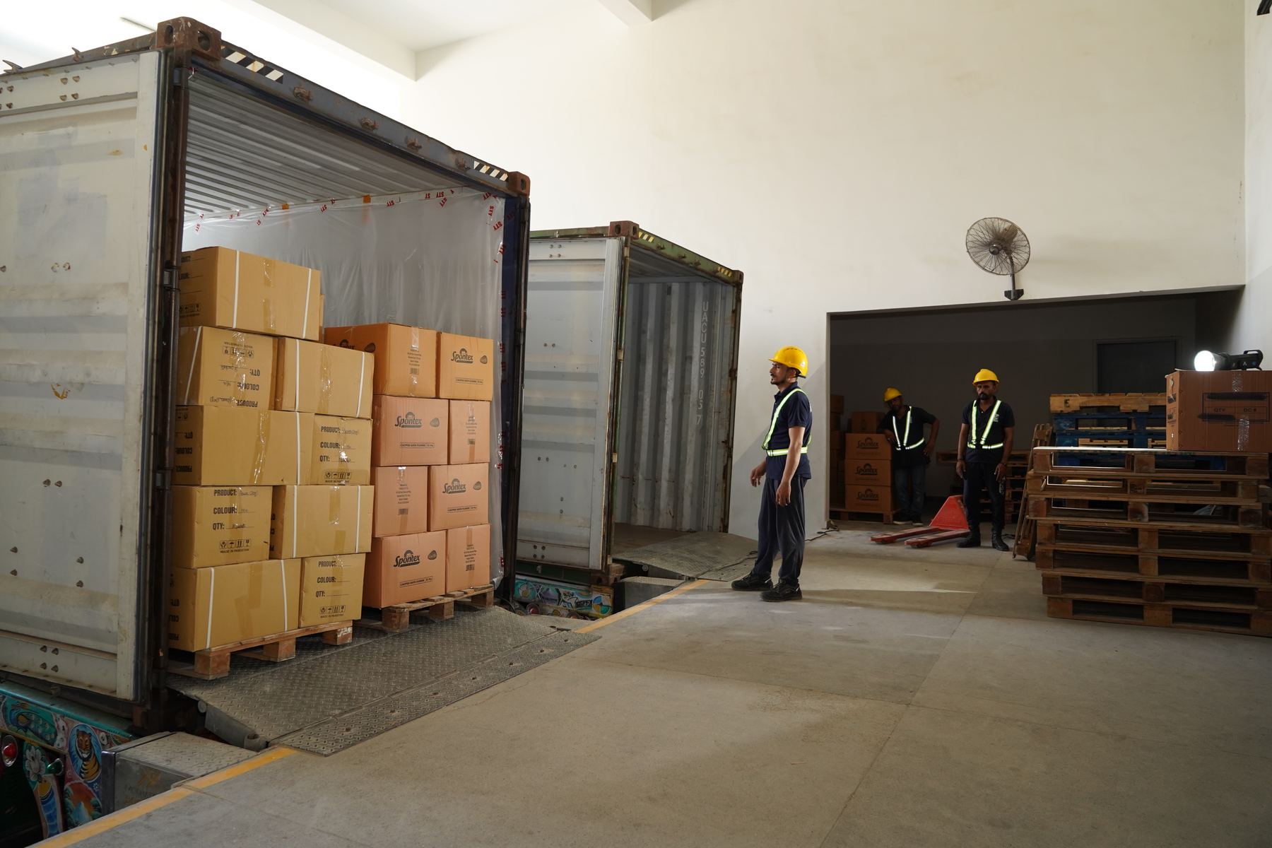 Container docked for unloading