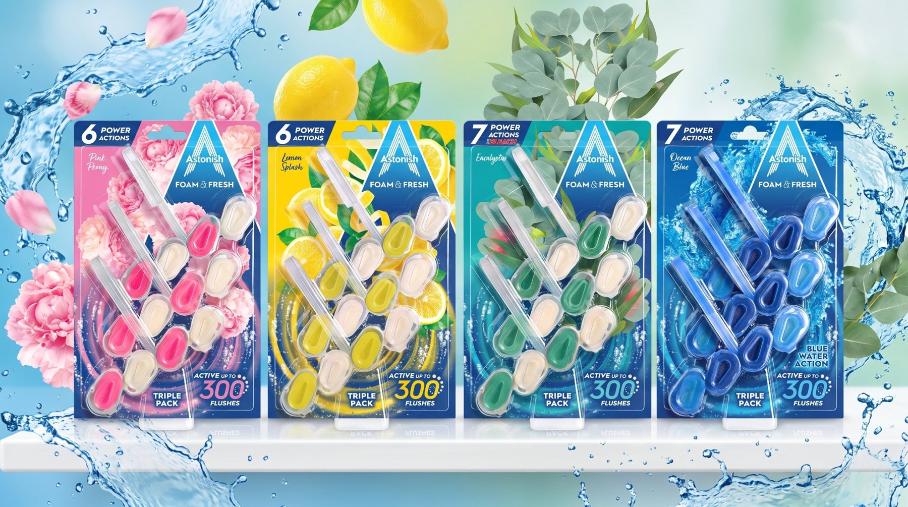 Astonish Foam & Fresh toilet blocks in four scents