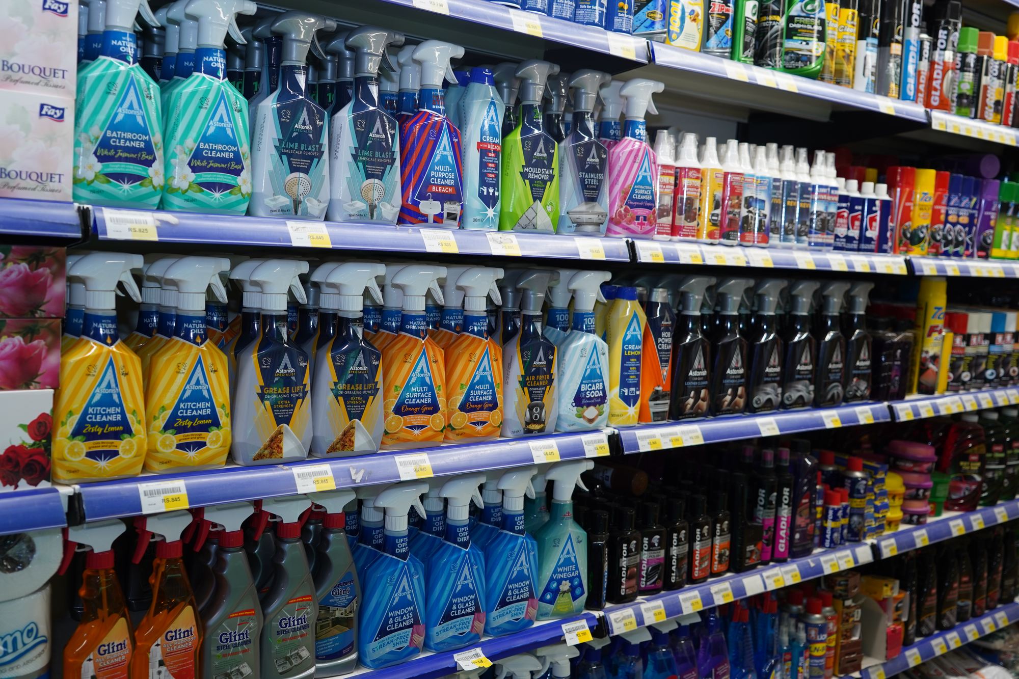 Astonish range on a modern trade shelf